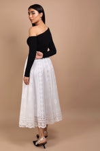 Load image into Gallery viewer, Lace Midi Skirt with Scallop Hem in Ivory