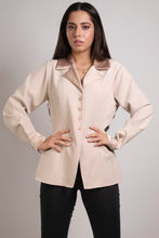 Load image into Gallery viewer, Notched Satin Collar Shirt in Sand